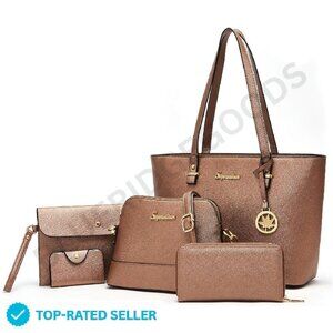 Shoulder Tote Satchel Purse Set 5pcs Elegant Classic Chic Top Handle Handbag